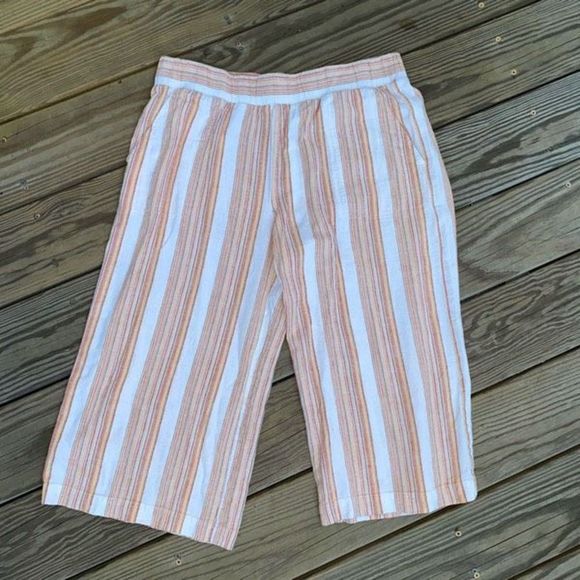 Anthropologie 🐾Cloth & Stone Wide Leg Stripe Cropped Pants, Sz Large, MSRP $118 - Picture 2 of 14